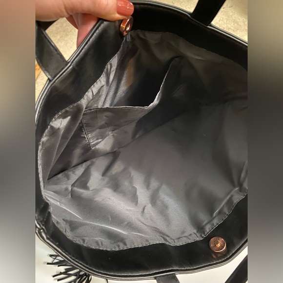 Victoria's Secret Limited Edition Black Faux Leather Bag with Tassels - 17" x16" - Picture 13 of 14